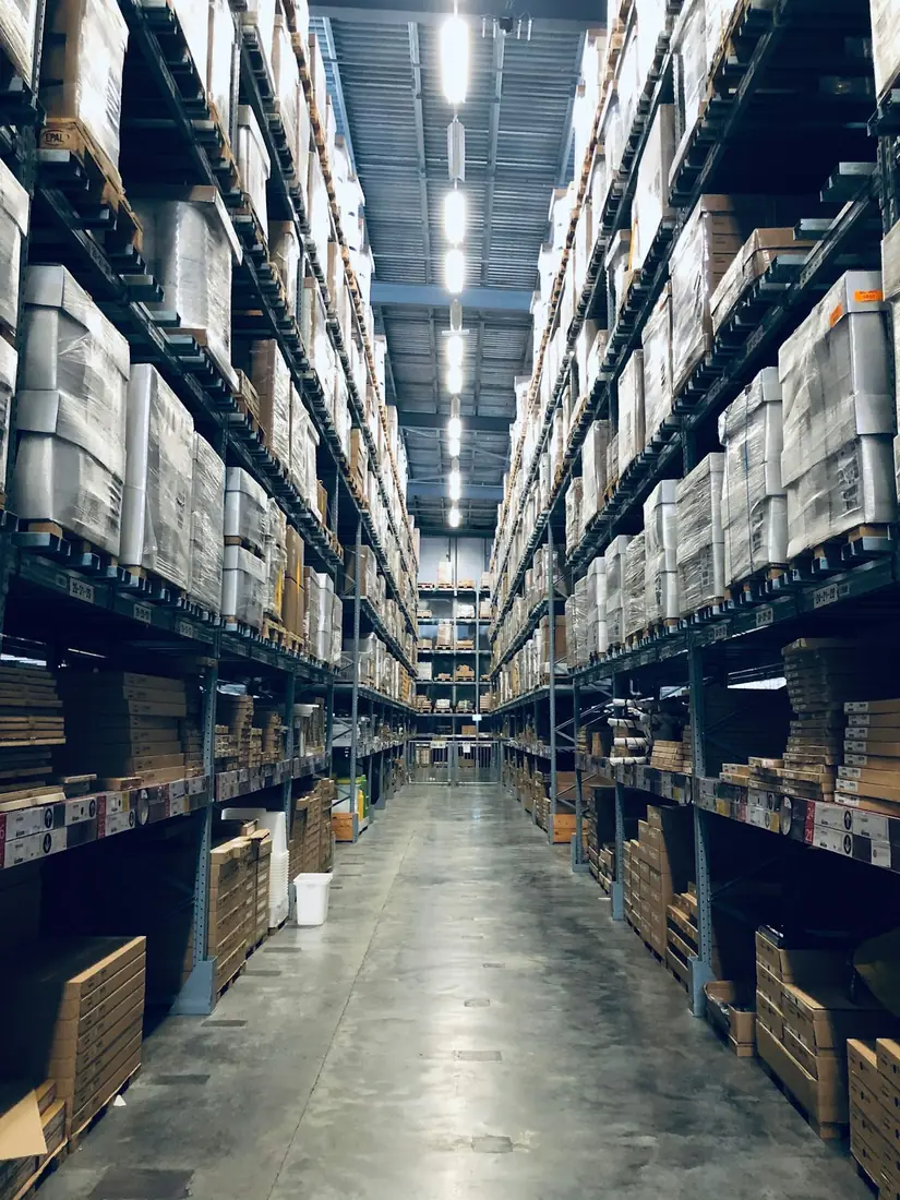 Stocked warehouse of industrial trading materials